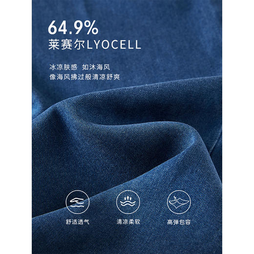 【五折购】熙世界凉感天丝牛仔裤薄款2025夏季新款九分裤子宽松阔腿直筒裤 商品图3