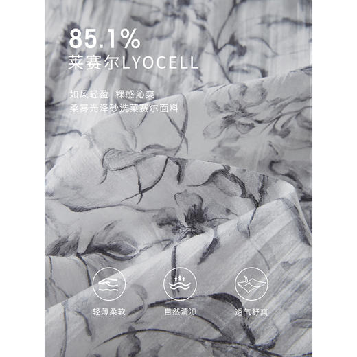 【专属特价】熙世界温婉知性新中式改良旗袍连衣裙夏季国风印花天丝开叉长裙 商品图2