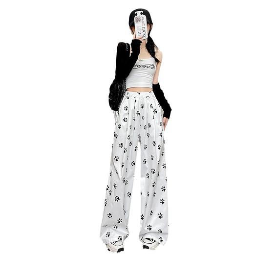 【新品】春日清新，宽松百搭；高腰设计，显瘦有型；可爱印花，个性靓丽。狗脚印山本裤，你的舒适之选！ 商品图4