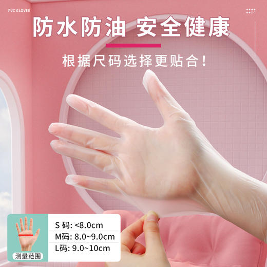 【脏污不沾手！】inwejia 食品级多用途pvc手套 2包共60只  S/M/L码 食品级安全，灵活贴合，保护双手 商品图3