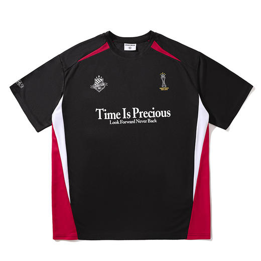 LUSHISI「速干吸湿」时间可贵主题拼色字母印花短袖运动风凉感t恤 商品图4