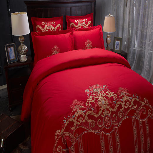 恒源祥 爱在花开 全棉绣花婚庆四件套 商品图2