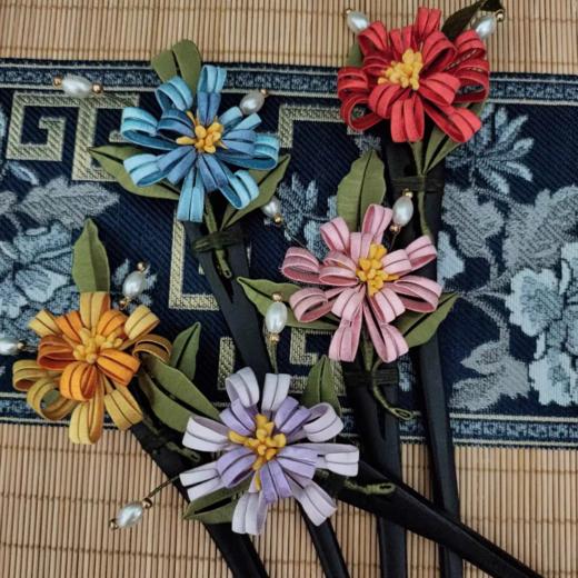 菊花多色°古风缠花发簪（款式随机） 商品图1