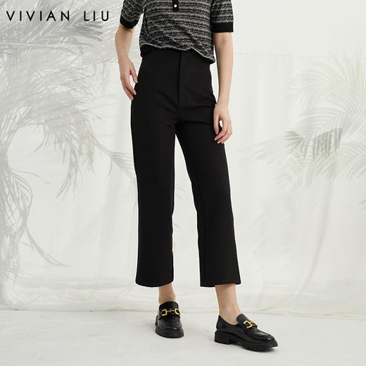 VIVIAN LIU薇薇安刘R2425002春女装新款腹部捏褶通勤直筒长裤 商品图0