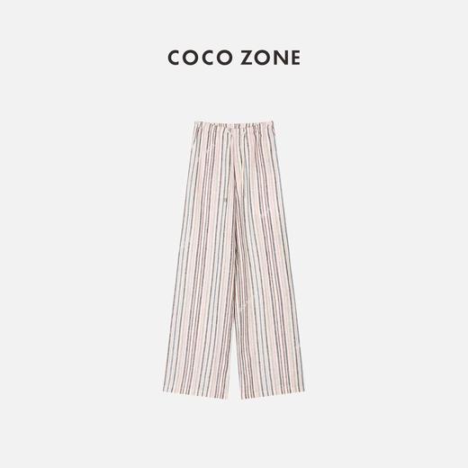 COCO ZONE 通勤风休闲彩色条纹系绳阔腿长裤 23C18869 商品图0