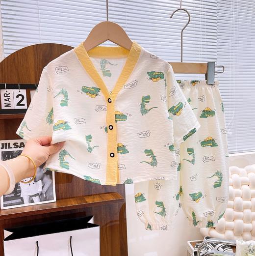 【2套/ 49.9】儿童家居服套装夏季新款男童睡衣女童空调服宝宝薄款七分袖童装 商品图1