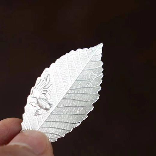 非遗工艺－拾物观心足银999金鱼银叶子2片装 打制泡茶煮水 商品图8