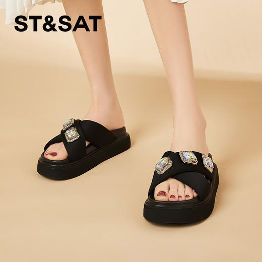 星期六闪耀吸睛钻饰外穿厚底拖鞋SSC2110929 商品图5