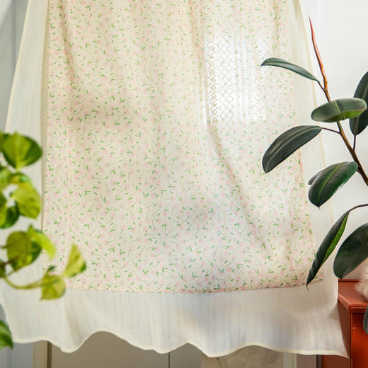 法式碎花门帘隔断帘半帘家用免打孔洗手间厨房布帘夏季 商品图2