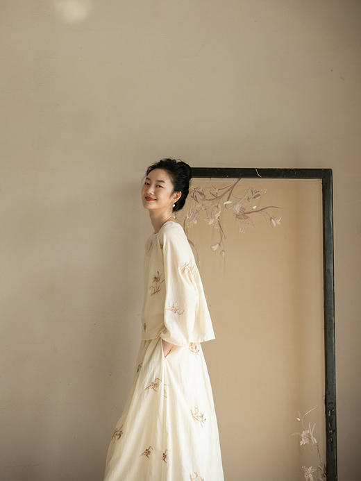 牧衣游原创 精棉匹绣衬衫女宽松百搭轻薄白色文艺纯棉上衣 茉莉引 商品图3