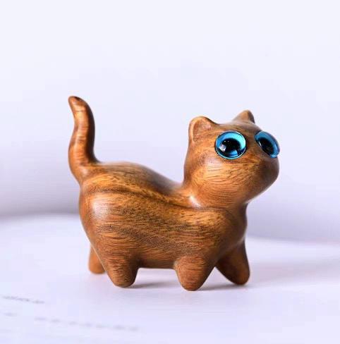 好奇萌猫咪°绿檀/黑檀小摆件 商品图5