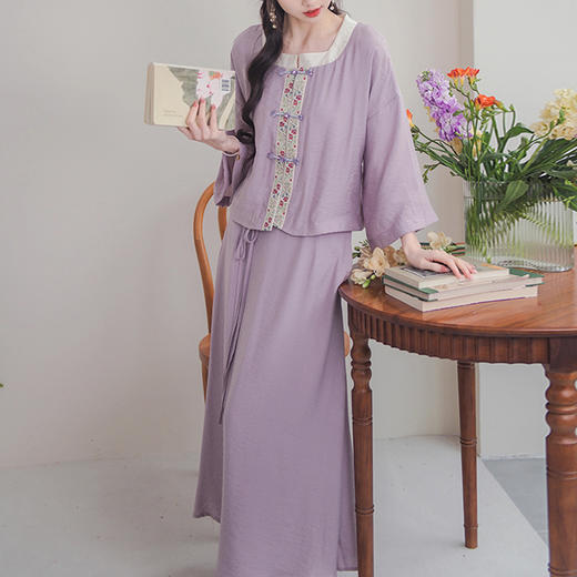 裁缝学苑AQ288新款汉元素国风对襟方领衫半身裙套装纸样女装样板 商品图4