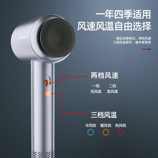【小家电】迈卡罗MC-BQ16A家用电吹风大功率高速吹风机负离子大风力速干低噪音HF 商品图5