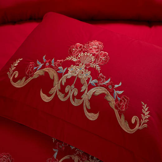 恒源祥 爱在花开 全棉绣花婚庆四件套 商品图4