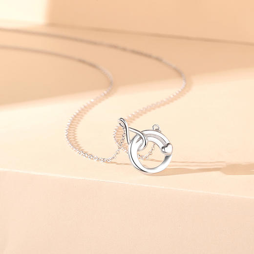 卡蒂罗/KADER 真澄之心情侣项链 925银经典爱心圆环简约小众设计可调节锁骨链 精致百搭冷淡风配饰 商品图4