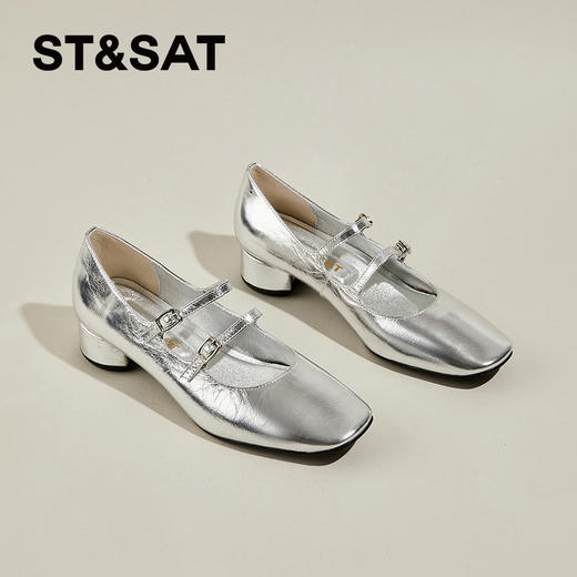 星期六时髦方头双条带粗跟玛丽珍SSC1111179 商品图2