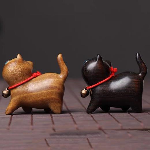 好奇萌猫咪°绿檀/黑檀小摆件 商品图2