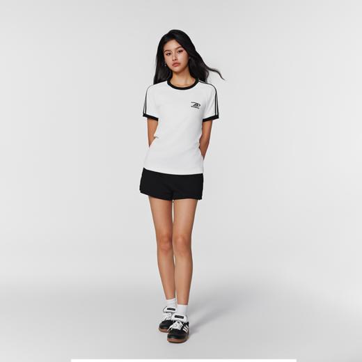 【A chock官方店】美式经典针织条纹拼接显瘦短袖街头甜辣女生t恤 商品图0