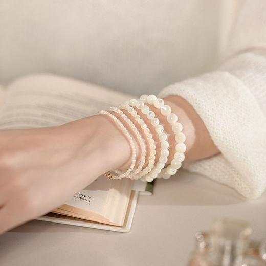 「19.9元包邮！天然白贝手串」超润白贝手串弹力绳手工打磨不掉色正品手链小清新女时尚饰品 商品图3