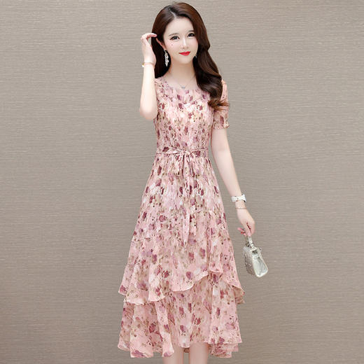 时尚气质，花色印花连衣裙QYM-KED-9459 -Y 商品图4