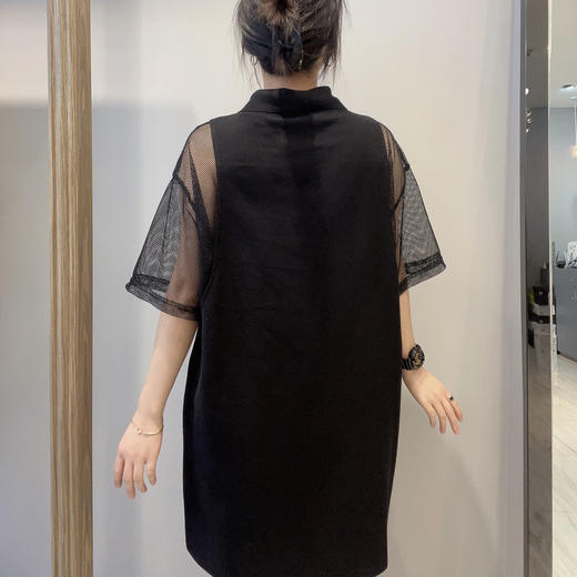 3-14GD半拉链网袖短袖连衣裙40429（黑） 夏季 142140090321 商品图3