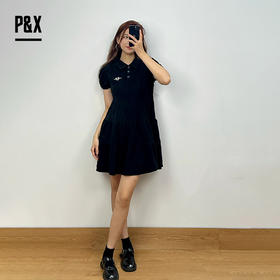 P&X设计师女装夏季连衣短裙 polo裙显瘦气质休闲824208275 黑色