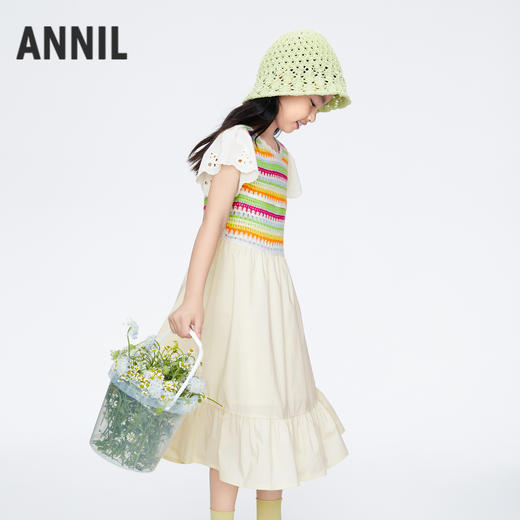 女童假两件短袖连衣裙新款安奈儿童装实体店同款AG423804 商品图2