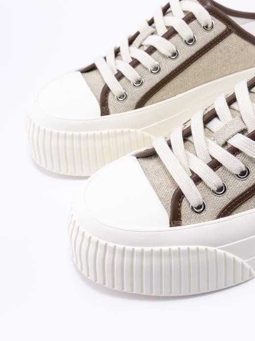 COCO ZONE高级感拼色半拖帆布鞋时尚通勤百搭一脚蹬休闲鞋CC2B0616 商品图2