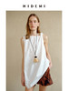 HIDEMI 度假系列极简纽结设计感不对称剪裁褶皱水洗棉背心上衣 白色/黑色 商品缩略图12