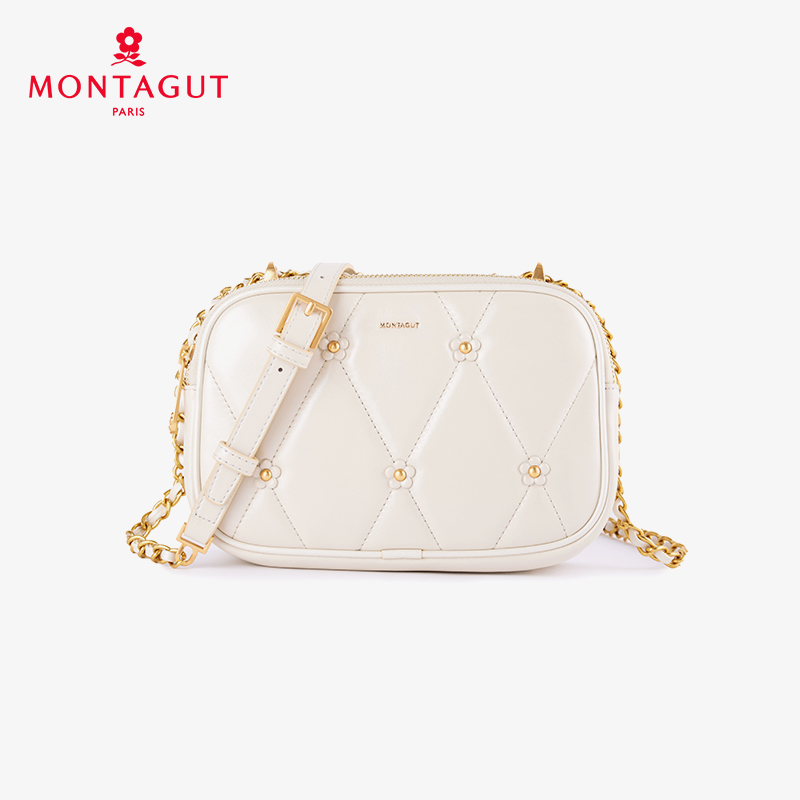 梦特娇法式时尚斜挎包女士通勤菱格羊皮女包