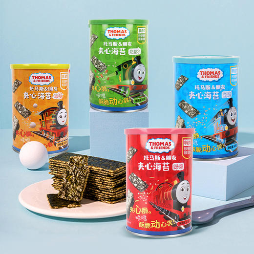 【口口脆香，咔嚓咔嚓脆~】托马斯&朋友夹心海苔40g 小火车海苔零食 芝麻炒米椰蓉味 即食海苔片-QQ 商品图0