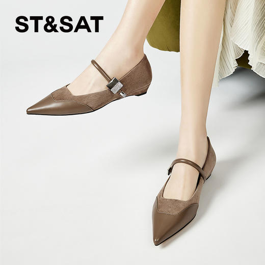 星期六尖头拼接闪钻方扣玛丽珍SSC1111181 商品图8