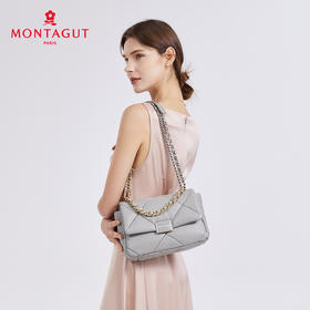 【高级羊皮系列】梦特娇时髦大菱格渐变链条斜挎包小号