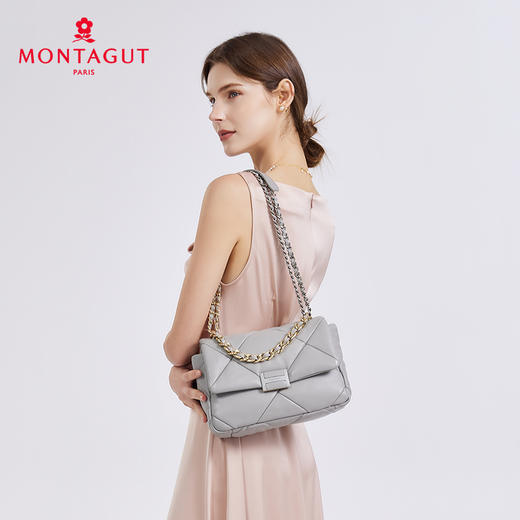 【高级羊皮系列】梦特娇时髦大菱格渐变链条斜挎包小号 商品图0