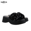 Safiya/索菲娅2024夏 松糕露趾亮片休闲厚底拖鞋 SF42110421 商品缩略图1
