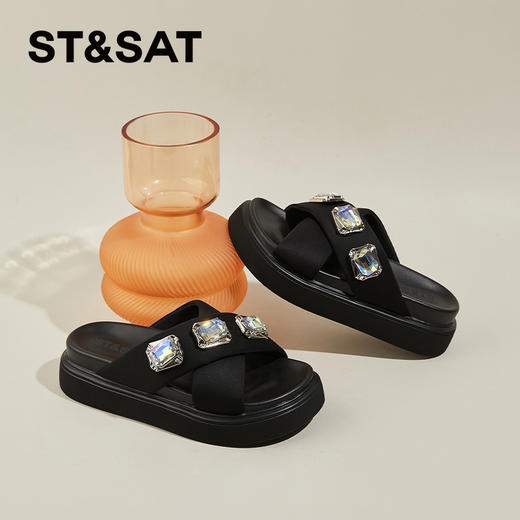 星期六闪耀吸睛钻饰外穿厚底拖鞋SSC2110929 商品图0