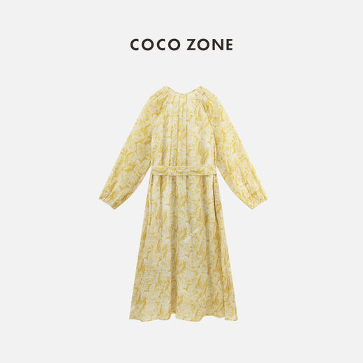 COCO ZONE”心动前奏“夏季时尚印花连衣裙气质圆领收腰显瘦A字裙CC1B1207 商品图1