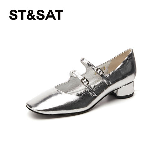 星期六时髦方头双条带粗跟玛丽珍SSC1111179 商品图10