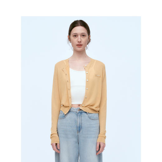 Teenie Weenie小熊字母毛针织开衫女夏季女毛衫TTCK246623H 商品图2