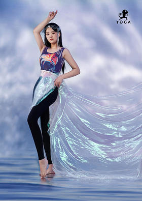 壁虎瑜伽【紫光精灵-上衣+云感裤-黑色】限量款印花瑜伽套装（可拆卸胸垫）【2024年5月31日发货】