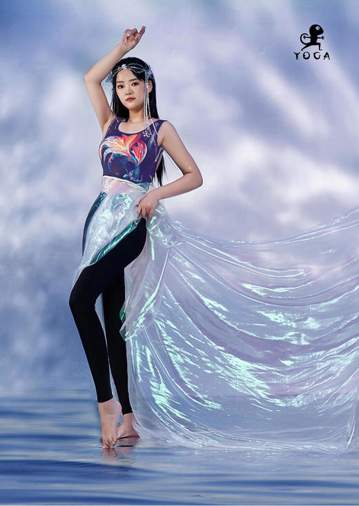 壁虎瑜伽【紫光精灵-上衣+云感裤-黑色】限量款印花瑜伽套装（可拆卸胸垫）【2024年5月31日发货】 商品图0