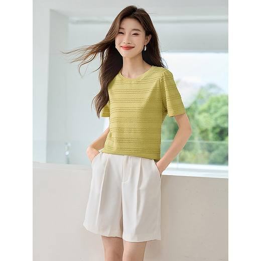 【专属特价】熙世界白色五分裤阔腿短裤夏季薄款简约宽松休闲西装直筒裤中裤 商品图1