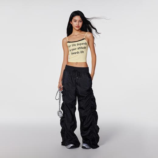 【Achock官方店】潮牌辣妹字母印花蕾丝吊带美式修身显瘦内搭打底 商品图3