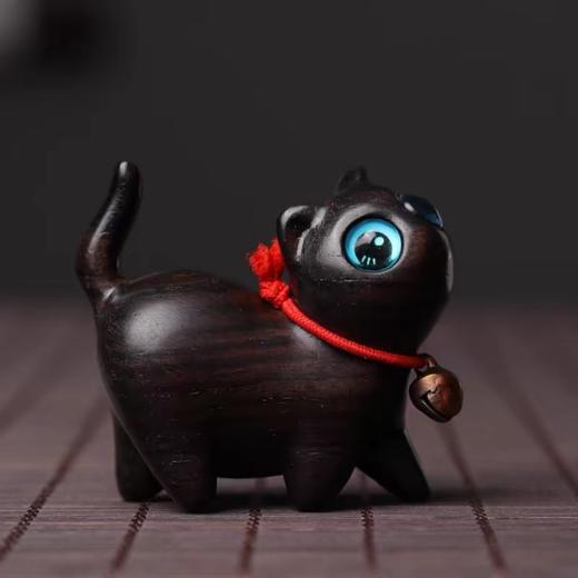 好奇萌猫咪°绿檀/黑檀小摆件 商品图4