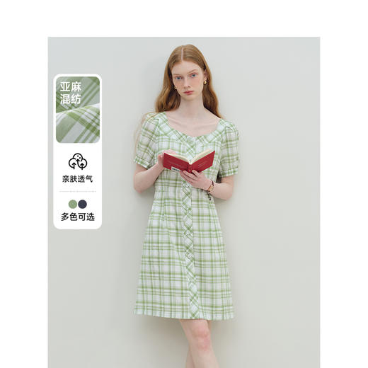 Teenie Weenie小熊卡通格纹连衣裙女春季女短裙TTOW24M302Z 商品图0