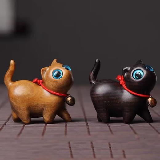 好奇萌猫咪°绿檀/黑檀小摆件 商品图1