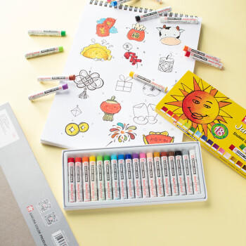 樱花（SAKURA）24色油画棒套装儿童安全蜡笔美术彩绘绘画画笔软性油性粉棒油彩棒出游新年礼物小太阳款 商品图0