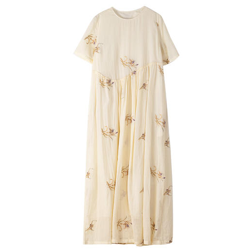 牧衣游原创 精棉匹绣连衣裙女夏新款纯棉轻薄温婉文艺长裙 九畹 商品图4