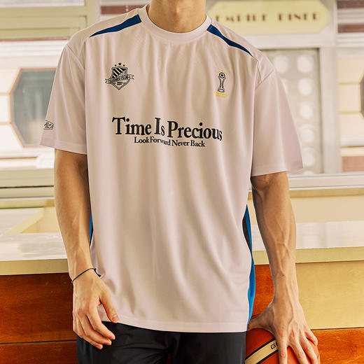 LUSHISI「速干吸湿」时间可贵主题拼色字母印花短袖运动风凉感t恤 商品图2