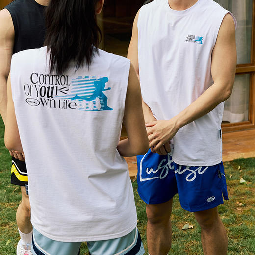 LUSHISI「速干吸湿」跑步人像主题运动风凉感无袖坎肩背心t恤男女 商品图1